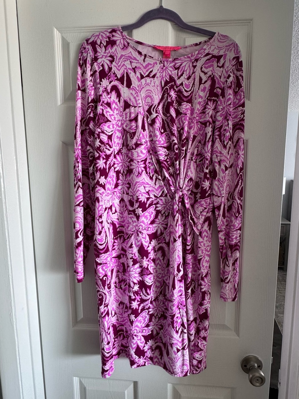 Lilly Pulitzer Fuchsia and Light Pink Floral Long Sleeve Dress - Picture 2 of 4